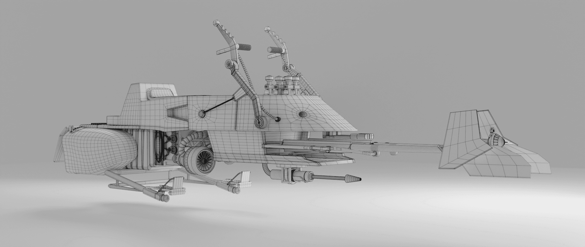 Wireframe Modelo 3D Speeder Bike