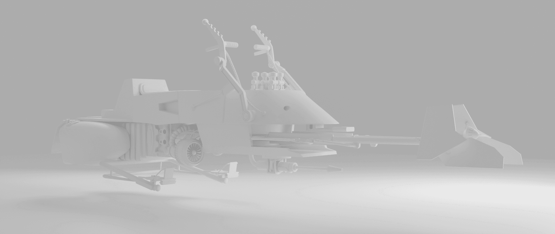 Modelo 3D Speeder Bike vista de frente